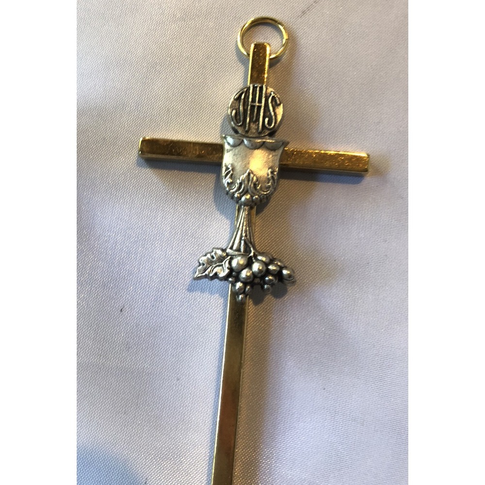 First Communion Wall Cross from Italy‎ 3.5" Tall Bread Wine Host Blood Chalice